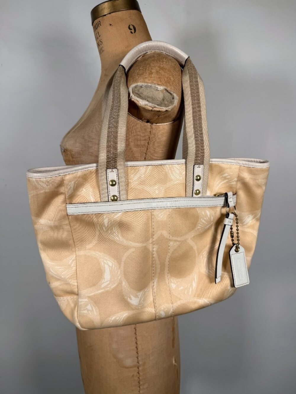 Y2K Coach Signature Yellow Scribble Monogram Tote Bag
